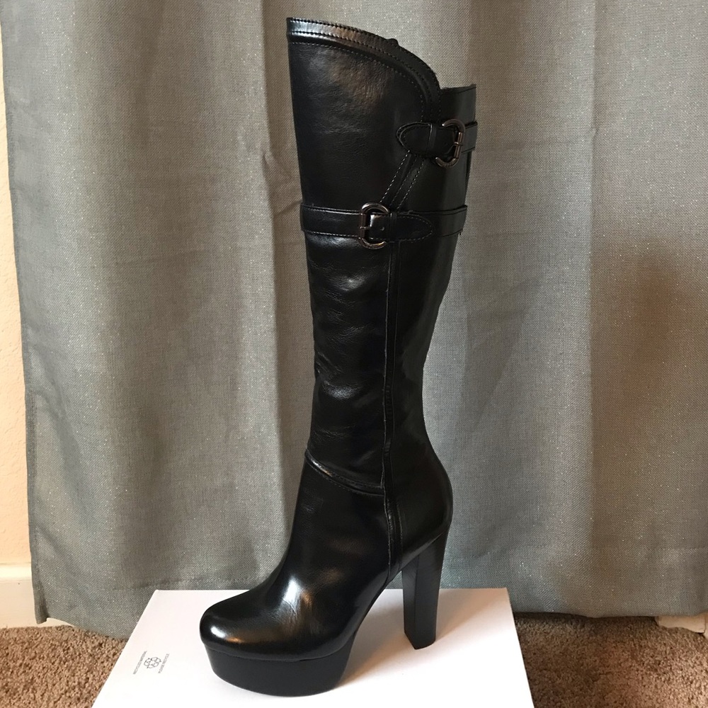 Guess Black leather platform boots